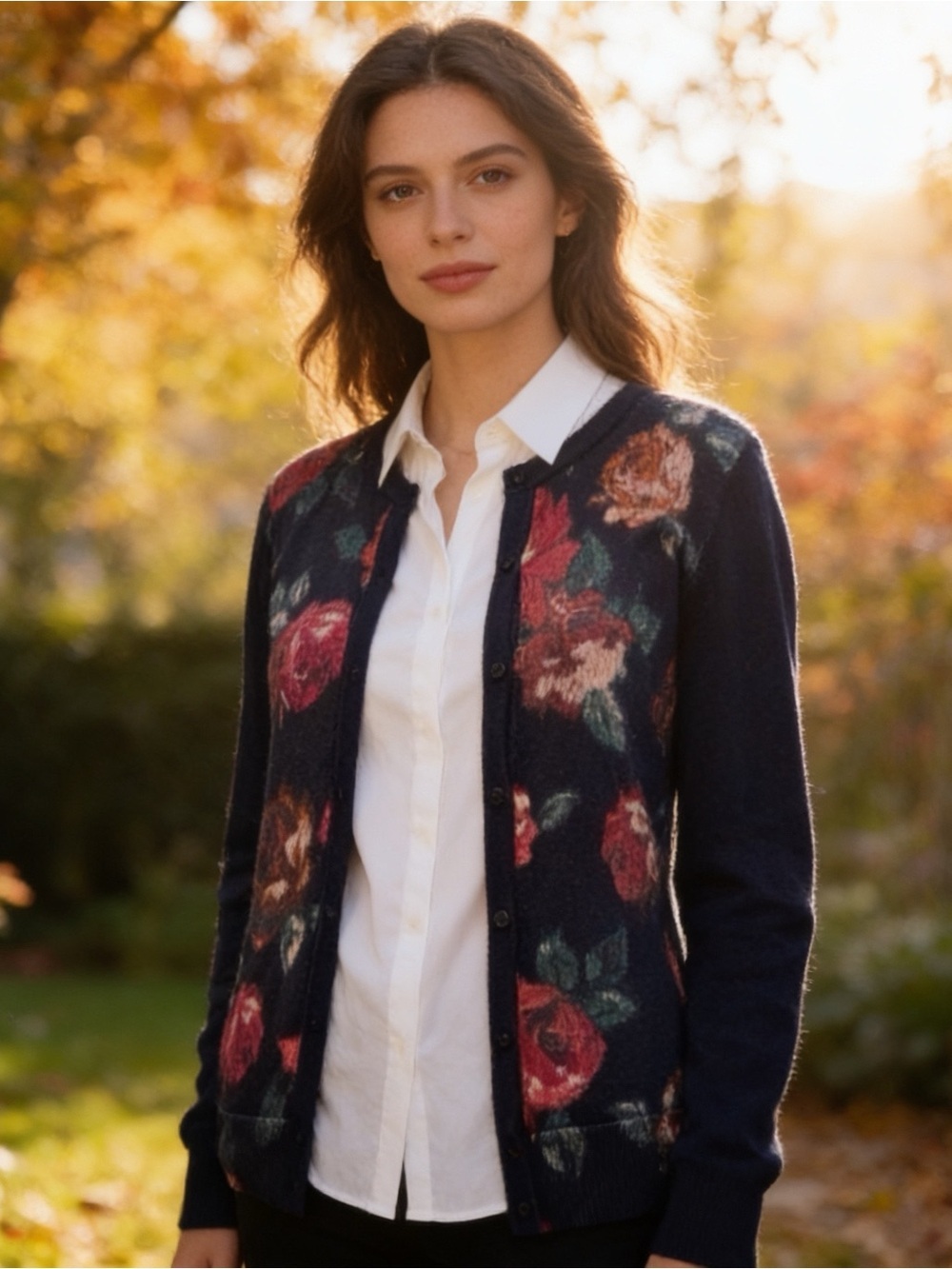 Merona Women’s Floral Print Cardigan Sweater. S/P